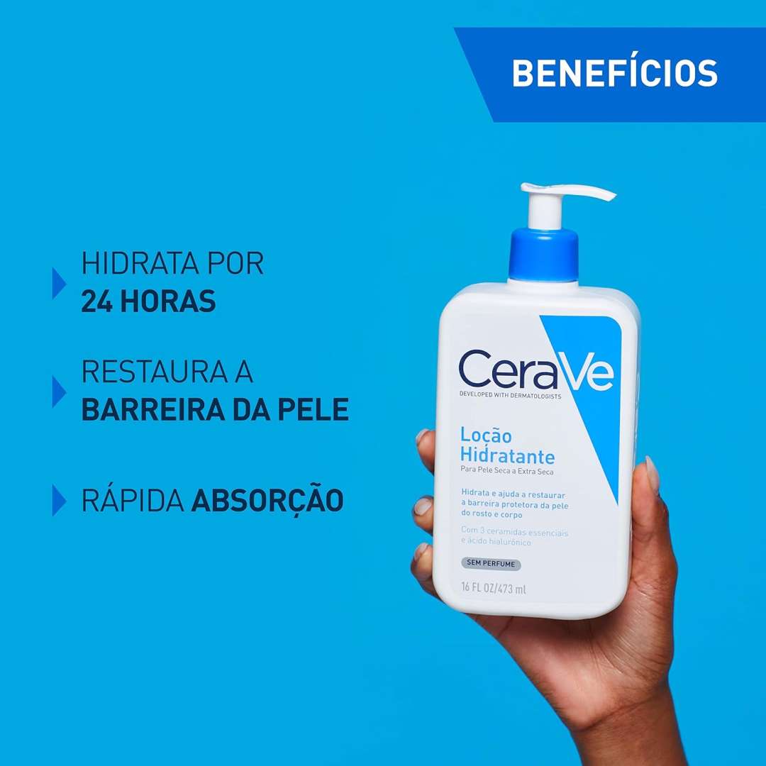 CeraVe, Loção Hidratante Corporal, com textura Fluida e Ácido Hialurônico